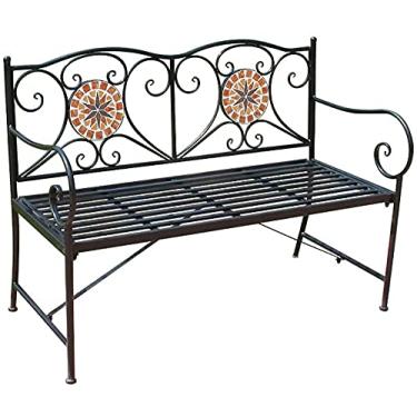Imagem de pcagfaajmh Banco de varanda de ferro forjado, banco de jardim de parque ao ar livre, banco oco antiferrugem com moldura de ferro fundido, adequado para rua/quadrado/gramado (tamanho: tamanho único) ()