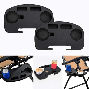 Imagem de Cchainway – Conjunto com 2 porta-copos ovais de gravidade zero, bandeja de cadeira gravidade zero com compartimento para dispositivo móvel e bandeja de lanche