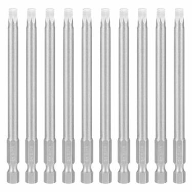 Imagem de HARFINGTON 10 peças chave sextavada broca 3/40.6 cm SAE 1/10.2 cm haste sextavada 4" (100 mm) comprimento S2 aço chaves de impacto magnéticas grau industrial, chave de fenda elétrica hexagonal, cinza