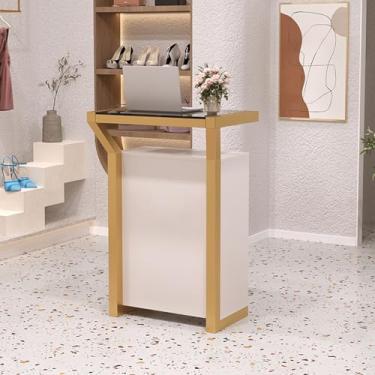 Imagem de Mesa de recepção, balcão de recepção, balcão de check-out, balcão de recepção pequeno, balcão de loja, mesa de recepção em pé, recepção, mesa de recepção com balcão, balcão de varejo, recepção moderna