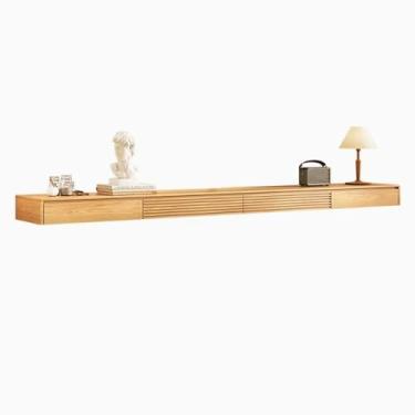 Imagem de CFGH6FDF Suporte de TV flutuante simples para pendurar na parede, suporte de TV flutuante montado na parede, centro de entretenimento, console de TV de mídia com armário e gavetas para sala de estar