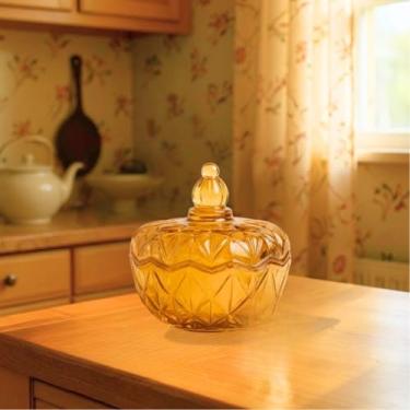 Imagem de Bomboniere Potiche de Vidro Madri Gold 700ml Âmbar Pote Decorativo Elegante para Doces e Mesa Posta(1)