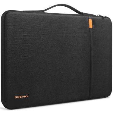 Imagem de ROEPHY Capa para laptop de 15,6 polegadas, capa protetora para laptop com alça retrátil para MacBook Pro 16, Microsoft Surface, Dell XPS, HP Envy, Lenovo ThinkPad, ASUS, Acer, preta