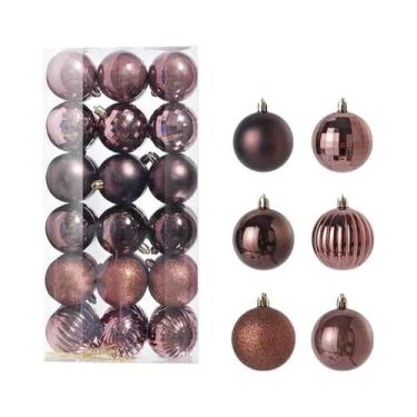 Imagem de 24/36 Peças De Bolas Decorativas De Natal Em Metal Brilhante De 4cm Pa
