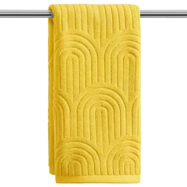 Imagem de Artoid Mode 1 peça de toalhas de mão amarelas 3D arqueadas jacquard para banheiro, 100% algodão macio absorvente toalha de decoração de banheiro, 14,7 x 29,5 polegadas