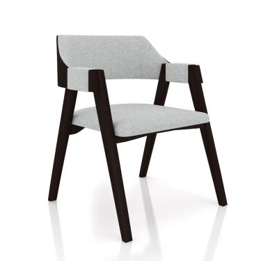 Imagem de Kit 4 Cadeiras Sala de Jantar e Jogos Carteados Madeira Maciça Poker Linho Cinza/Tabaco G42 - Gran Belo