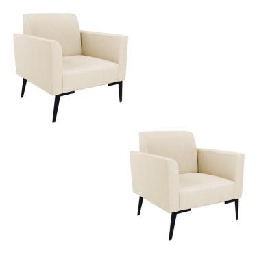 Imagem de Kit 2 Poltronas Pés Villach Marisa Linho D03 - D\'rossi Cor A19 Bege