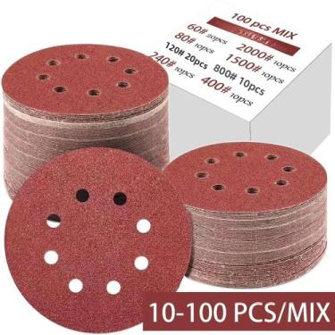 Imagem de Discos De Lixa De 8 Furos 125mm 10-100 Peças Grão 40-3000 Para Polimen