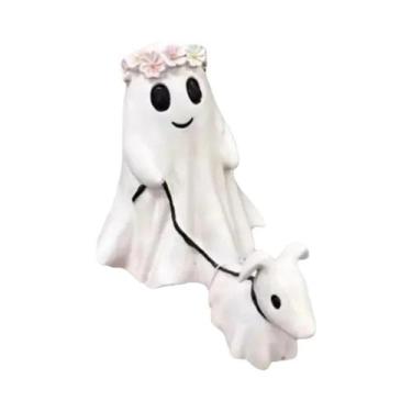Imagem de Estátua De Cão Fantasma De Halloween Em Resina, Figurinha Assustadora 