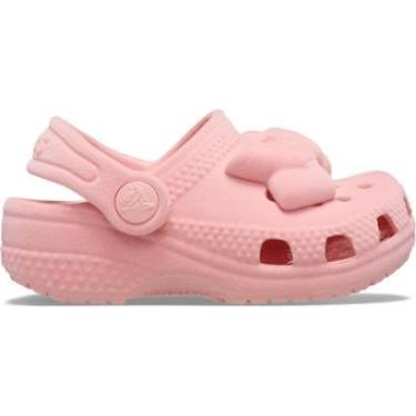 Imagem de Sandália Crocs Littles Velvet Bow Powder Pink-Unissex