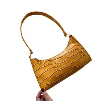 Imagem de Bolsa De Ombro Feminina Pequena Em Couro PU Com Padrão De Jacaré, Bols