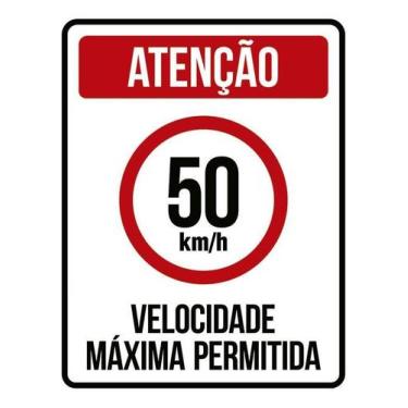 Imagem de Kit 10 Placa Acm Velocidade Máxima 50Km Máximo 18X23 - Sinalizo
