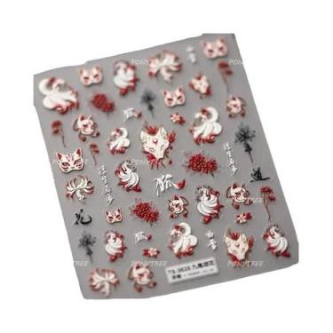 Imagem de Adesivos De Unha 5D Borboleta Vermelha Fênix Andorinha Decalques De Ma