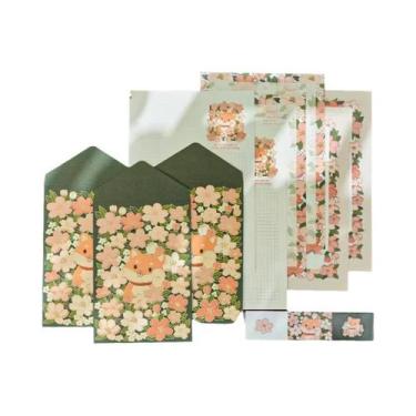 Imagem de Conjunto De Papel Para Cartas Com 6 Folhas E 3 Envelopes, Material De 