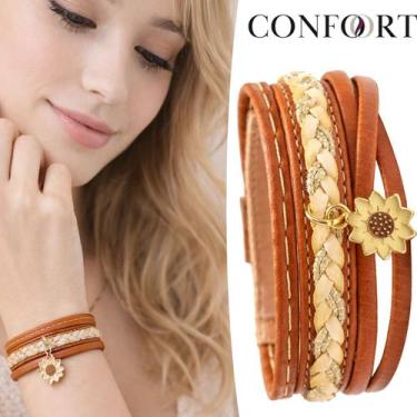 Imagem de Pulseira de Couro Feminina Ajustável Símbolo do Infinito e Coração Amo