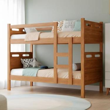 Imagem de Beliche Jaspe 2 Em 1 Vira Duas Camas Solteiro Em MDF Com Pés De Madeir