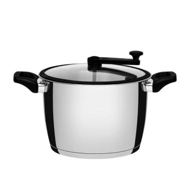 Imagem de Pipoqueira Allegra Aço Inox Fundo Triplo e Tampa de Vidro 22cm 5,6l - Tramontina 62658220