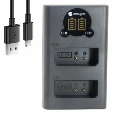 Imagem de Carregador Duplo LP-E10 MemoryTec Compatível com Canon SLR 1100D 1200D