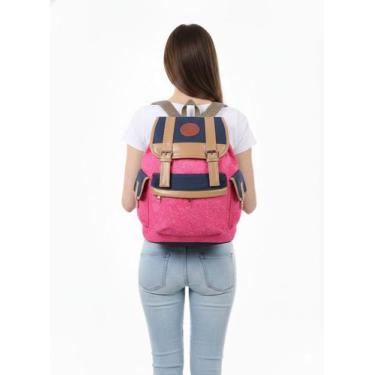 Imagem de Mochila Feminina Rosa Adamascada Fashion Chic Jeans