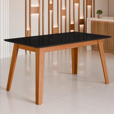 Imagem de Mesa De Jantar Com Vidro 6 Lugares Multimóveis Cr50230 Cinamomo-preto