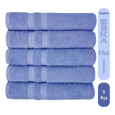Imagem de Kit 5 Toalhas de Banho Itália Soft Beka 100% Algodão 430g-m2 Super Grossa e Felpuda Azul