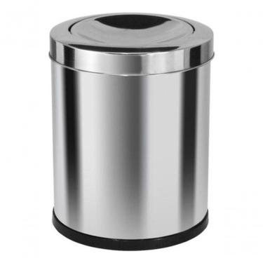 Imagem de Lixeira Tampa Meia Esfera 30L Aço Inox com Abertura Basculante Funcional Inox Higipack