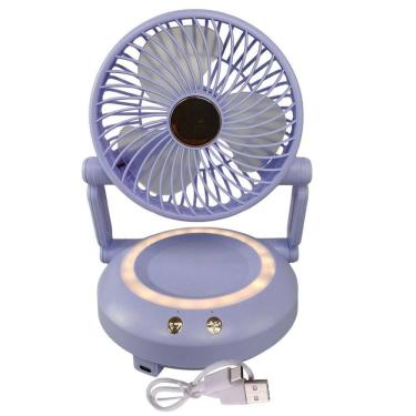 Imagem de Ventilador de Mesa Dobrável 3W 16cm 3 Velocidades Lilás BSL3813 com Iluminação LED e US...