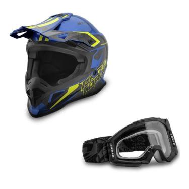Imagem de Capacete Motocross Pro Tork Fast Brave + Óculos Pro Tork Blast, AMAREL