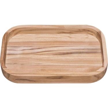 Imagem de Gamela para Churrasco Gamela Retangular em Madeira Teca 40 X 25 cm com Acabamento Natur...
