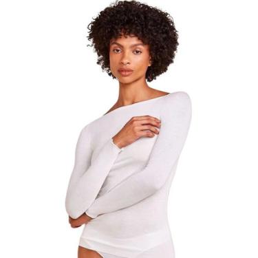 Imagem de Blusa Segunda Pele Feminina Manga Longa Viscose Levissima Hope, Off wh