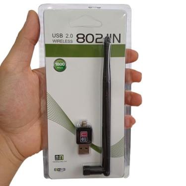 Imagem de Adaptador WiFi USB 2.0 com Antena 1800Mbps 2.4GHz Wireless Receptor de