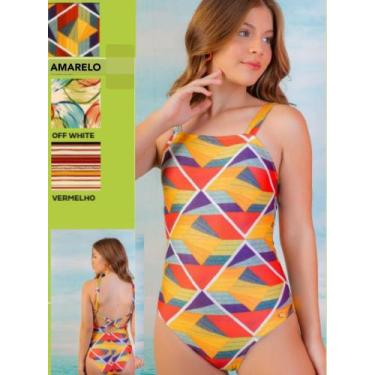 Imagem de Maiô Teen Estampado com X Costas  - Sol e Água, Estampado, Vermelho, 1