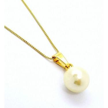Imagem de Cordão Com Pingente Pérola 8mm Prata Em Banho Ouro 18k 503 - Très Chic