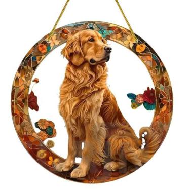 Imagem de Adorno de Acrílico Mandala Decoração 15cm Golden Retriever - Genérica