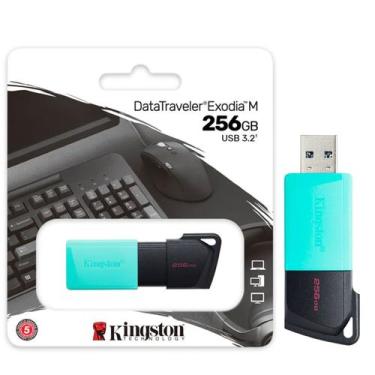 Imagem de Pendrive Kingston DataTraveler Exodia M 256GB. USB 3.2, Preto e Verde 