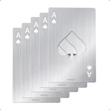 Imagem de Kit 05 Abridor De Garrafa Formato Carta De Baralho Espada Poker Aço In