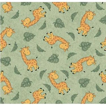 Imagem de Tecido Tricoline Girafas Cor 02 Verde 0,50x1,50 Metros - Caldeira