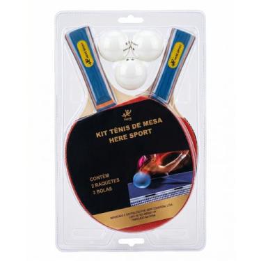 Imagem de Set de 2 raquetes + 3 bolas de ping pong 25.5*15*0.7cm - Here Sport