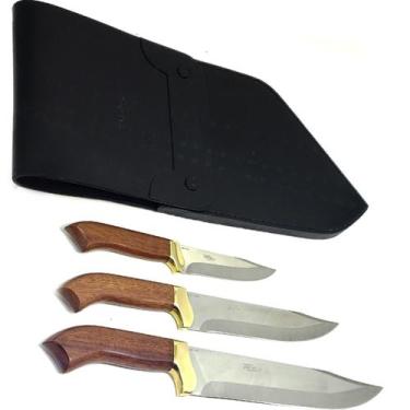 Imagem de Kit Churrasco e Cozinha Arkhip Trichu 10'' 8'' 5'' Cabo Madeira Bainha