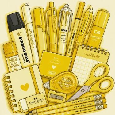 Imagem de Kit 15 itens de Papelaria - Monocromático Sortidos - - Nuvem Rosa, Ama