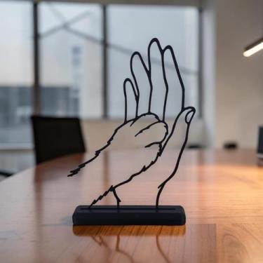 Imagem de Enfeite Decorativo Silhueta Mão e Pata Cachorro Escultura Minimalista 
