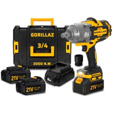 Imagem de Chave Impacto 3/4 Brushless 2 Bateria Profissional 3000rpm - Gorillaz
