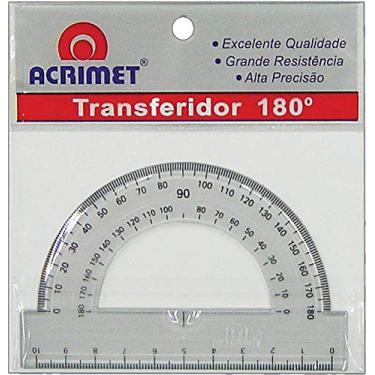 Imagem de Acrimet 551-5 - Transferidor Poliestireno, 180 Graus, pacote de 6 unidades, Multicor