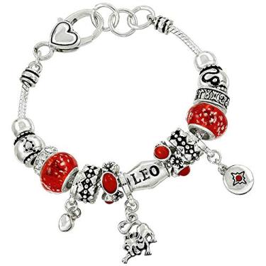 Imagem de Bracelete Falari com pingente do zodíaco multicolorido com contas de metal Murano prateadas