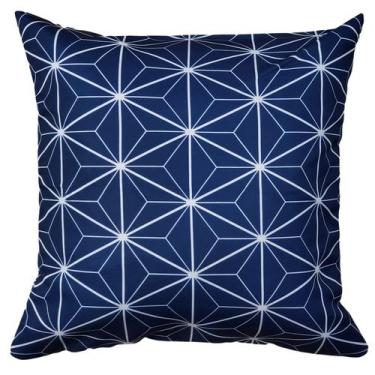 Imagem de Capa Decorativa Para Almofada Sarja Azul Geometria 45X45 Cm - M3 Decor