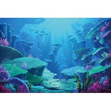 Imagem de Cenário de fotografia de Pequena Sereia – Fundo de foto – Yeele 3 x 2,4 m Oceano Sereia Princesa Fundo Foto Festa de Aniversário Banner Decoração de Estúdio de Fotografia