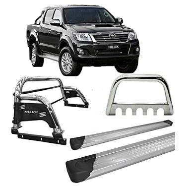 Imagem de Kit quebra mato+Estribo Plat +Santo Ant H3 Hilux CROMO 05/15