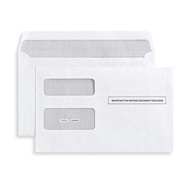 Imagem de 100 envelopes de impostos autoselantes para 1099 MISC e NEC, 1099-R & DIV - Segurança INT de janela dupla para Quickbooks ou software de impostos - 14,5 cm x 22,8 cm, pacote com 100