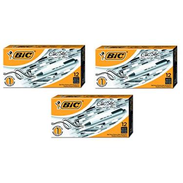 Imagem de BIC CSM11-BLK Clic Stic caneta esferográfica retrátil, ponta média (1,0 mm), tinta preta, pacote com 3, 36 unidades
