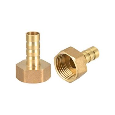 Imagem de Adaptador de conector de mangueira de farpa de latão uxcell G fêmea 2 peças, 1/2" G x 10mm